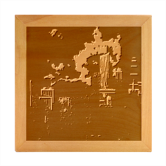 City Night Moon Skyline Skyscraper Wood Photo Frame Cube by Salman4z