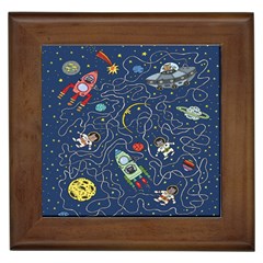 Cat Cosmos Cosmonaut Rocket Framed Tile by Salman4z