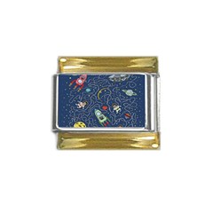 Cat Cosmos Cosmonaut Rocket Gold Trim Italian Charm (9mm) by Salman4z