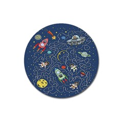 Cat Cosmos Cosmonaut Rocket Magnet 3  (round) by Salman4z