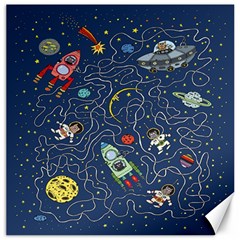 Cat Cosmos Cosmonaut Rocket Canvas 12  X 12  by Salman4z