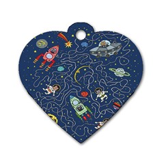 Cat Cosmos Cosmonaut Rocket Dog Tag Heart (two Sides) by Salman4z