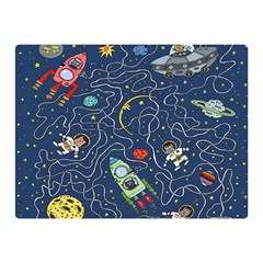 Cat Cosmos Cosmonaut Rocket Two Sides Premium Plush Fleece Blanket (mini) by Salman4z