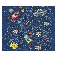 Cat Cosmos Cosmonaut Rocket Two Sides Premium Plush Fleece Blanket (small) by Salman4z