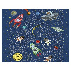 Cat Cosmos Cosmonaut Rocket Two Sides Premium Plush Fleece Blanket (medium) by Salman4z