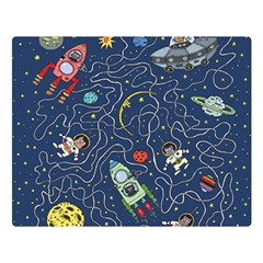 Cat Cosmos Cosmonaut Rocket Two Sides Premium Plush Fleece Blanket (large) by Salman4z