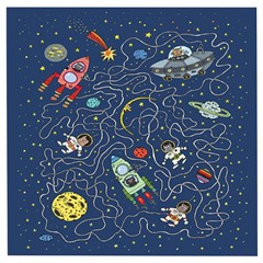 Cat Cosmos Cosmonaut Rocket Wooden Puzzle Square by Salman4z