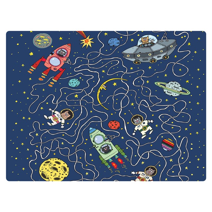 Cat Cosmos Cosmonaut Rocket Premium Plush Fleece Blanket (Extra Small)