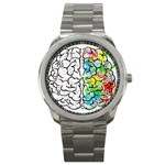 Brain Mind Psychology Idea Drawing Sport Metal Watch Front