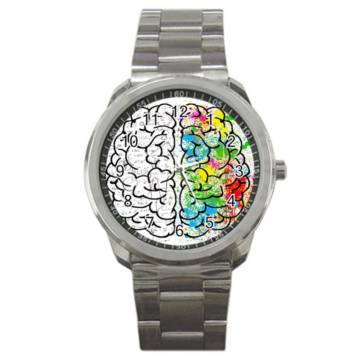 Brain Mind Psychology Idea Drawing Sport Metal Watch