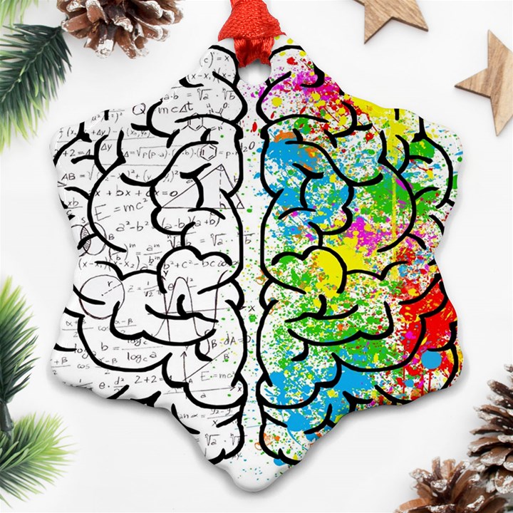 Brain Mind Psychology Idea Drawing Snowflake Ornament (Two Sides)