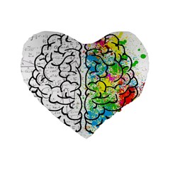 Brain Mind Psychology Idea Drawing Standard 16  Premium Flano Heart Shape Cushions by Salman4z