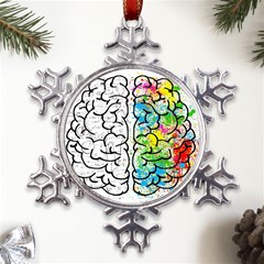 Brain Mind Psychology Idea Drawing Metal Large Snowflake Ornament by Salman4z