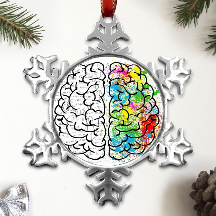 Brain Mind Psychology Idea Drawing Metal Small Snowflake Ornament