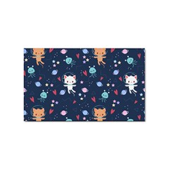 Cute Astronaut Cat With Star Galaxy Elements Seamless Pattern Sticker (rectangular) by Salman4z