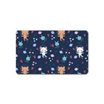 Cute Astronaut Cat With Star Galaxy Elements Seamless Pattern Magnet (Name Card) Front