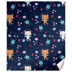 Cute Astronaut Cat With Star Galaxy Elements Seamless Pattern Canvas 8  X 10  by Salman4z