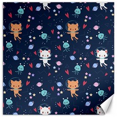 Cute Astronaut Cat With Star Galaxy Elements Seamless Pattern Canvas 20  X 20  by Salman4z