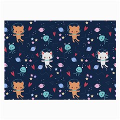 Cute Astronaut Cat With Star Galaxy Elements Seamless Pattern Large Glasses Cloth (2 Sides) by Salman4z