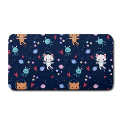 Cute Astronaut Cat With Star Galaxy Elements Seamless Pattern Medium Bar Mat by Salman4z