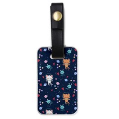 Cute Astronaut Cat With Star Galaxy Elements Seamless Pattern Luggage Tag (one Side) by Salman4z