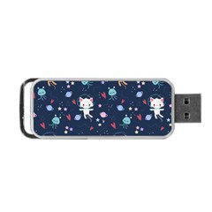 Cute Astronaut Cat With Star Galaxy Elements Seamless Pattern Portable Usb Flash (one Side) by Salman4z