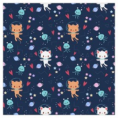 Cute Astronaut Cat With Star Galaxy Elements Seamless Pattern Lightweight Scarf  by Salman4z