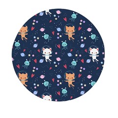 Cute Astronaut Cat With Star Galaxy Elements Seamless Pattern Mini Round Pill Box (pack Of 3) by Salman4z