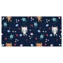 Cute Astronaut Cat With Star Galaxy Elements Seamless Pattern Banner And Sign 4  X 2  by Salman4z