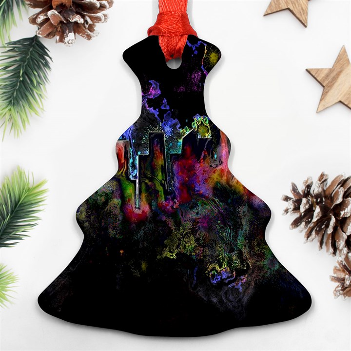 Grunge Paint Splatter Splash Ink Ornament (Christmas Tree) 