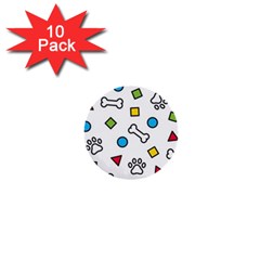 Dog Paw Seamless Pattern Footprint Bone 1  Mini Buttons (10 Pack)  by Salman4z