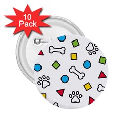 Dog Paw Seamless Pattern Footprint Bone 2 25  Buttons (10 Pack)  by Salman4z