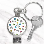 Dog Paw Seamless Pattern Footprint Bone Nail Clippers Key Chain Front