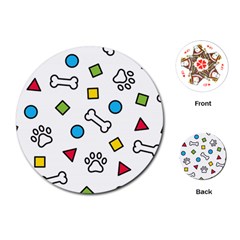 Dog Paw Seamless Pattern Footprint Bone Playing Cards Single Design (round) by Salman4z