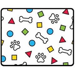 Dog Paw Seamless Pattern Footprint Bone Two Sides Fleece Blanket (medium) by Salman4z