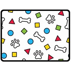 Dog Paw Seamless Pattern Footprint Bone Two Sides Fleece Blanket (large) by Salman4z