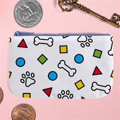 Dog Paw Seamless Pattern Footprint Bone Large Coin Purse by Salman4z