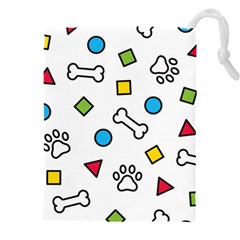 Dog Paw Seamless Pattern Footprint Bone Drawstring Pouch (5xl) by Salman4z