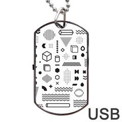 Pattern Hipster Abstract Form Geometric Line Variety Shapes Polkadots Fashion Style Seamless Dog Tag Usb Flash (one Side) by Salman4z