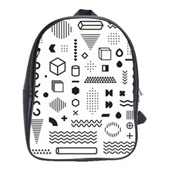 Pattern Hipster Abstract Form Geometric Line Variety Shapes Polkadots Fashion Style Seamless School Bag (xl) by Salman4z