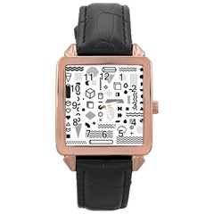 Pattern Hipster Abstract Form Geometric Line Variety Shapes Polkadots Fashion Style Seamless Rose Gold Leather Watch  by Salman4z