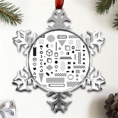 Pattern Hipster Abstract Form Geometric Line Variety Shapes Polkadots Fashion Style Seamless Metal Small Snowflake Ornament by Salman4z