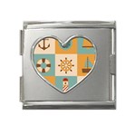 Nautical Elements Collection Mega Link Heart Italian Charm (18mm) Front