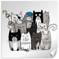 Cute Cat Hand Drawn Cartoon Style Canvas 12  X 12  by Salman4z