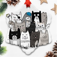 Cute Cat Hand Drawn Cartoon Style Ornament (snowflake)