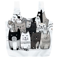 Cute Cat Hand Drawn Cartoon Style Full Print Recycle Bag (xl) by Salman4z