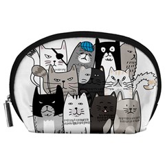 Cute Cat Hand Drawn Cartoon Style Accessory Pouch (large) by Salman4z