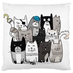 Cute Cat Hand Drawn Cartoon Style Standard Premium Plush Fleece Cushion Case (One Side) Front