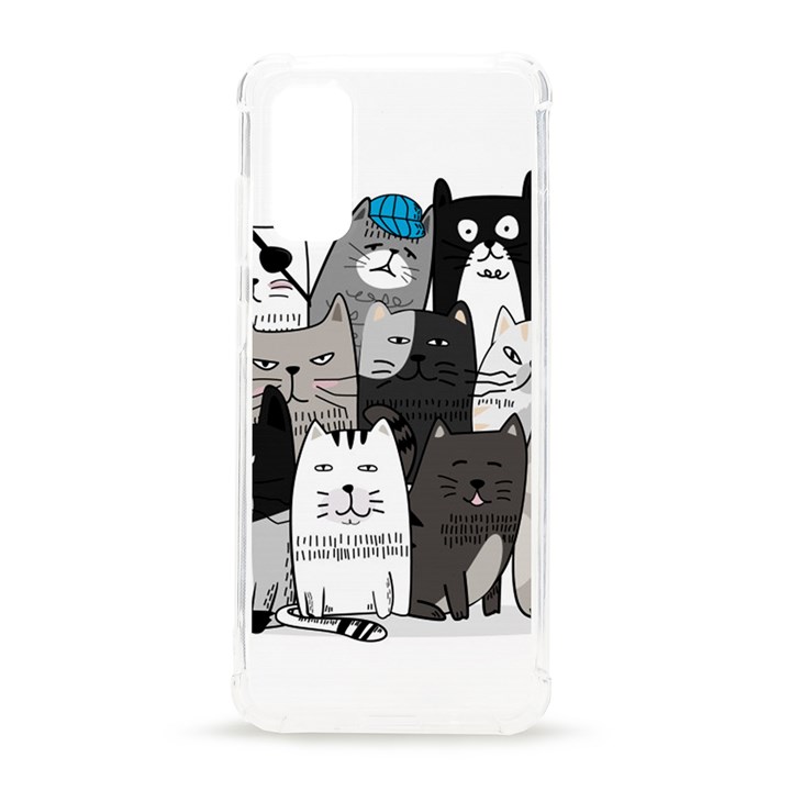 Cute Cat Hand Drawn Cartoon Style Samsung Galaxy S20 6.2 Inch TPU UV Case