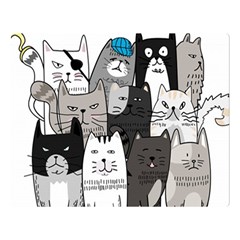 Cute Cat Hand Drawn Cartoon Style Premium Plush Fleece Blanket (large) by Salman4z